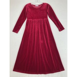 GAZIAR‎ Girls Red Velvet Maxi Dress Fit & Flare XL Long Sleeve Pockets Holiday